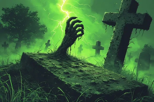 zombi kez emelkedik ki a sirbol villamlas alatt, izzo, hatborzongato zold kod tolti be a temetot''2 letoltes