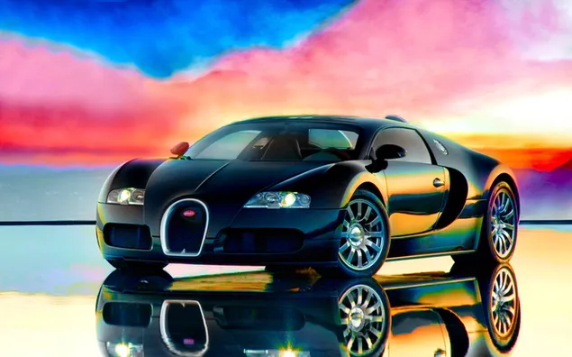 Zwarte Bugatti Veyron sportwagen